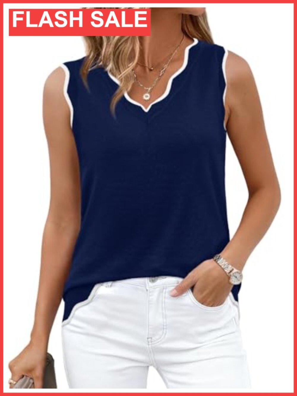 WIHOLL Womens Sleeveless Sweater Tank Top V-Neck Business Casual Shirt